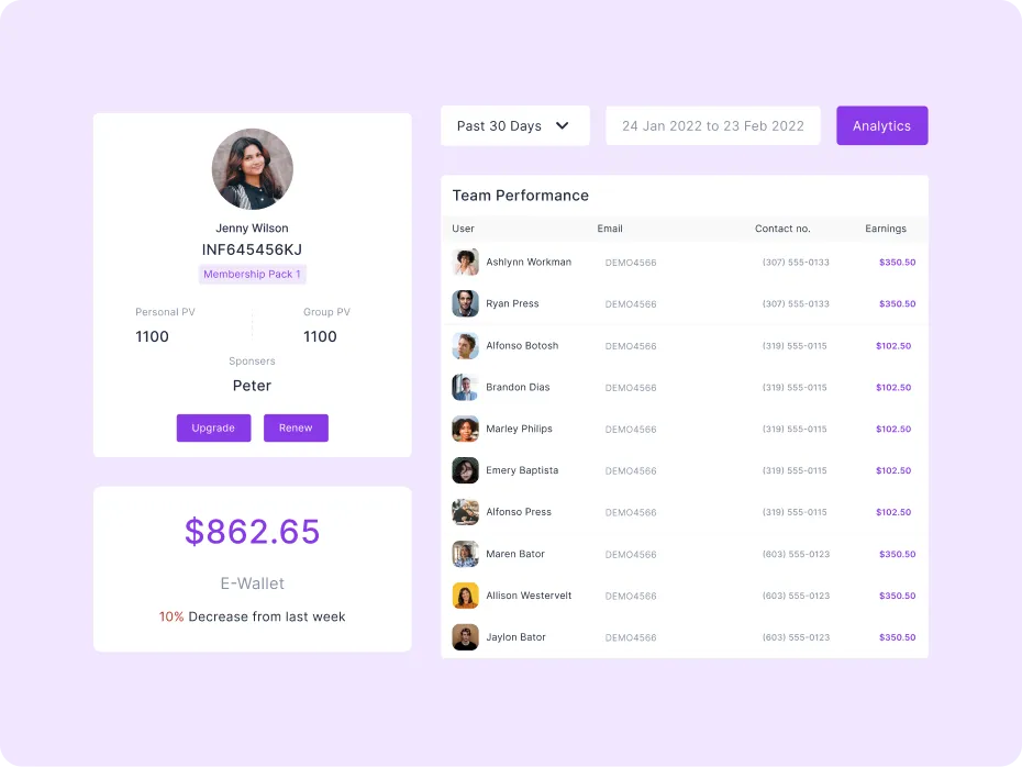 Infinite MLM Software UI Makeover By Iqonic Tech