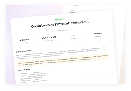 E learning platform cost estimate