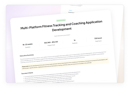 Fitness tracking app cost estimate